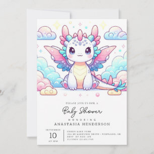 Fairytale Modern Dragon Baby Shower Inbjudningar