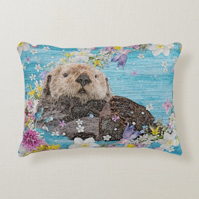 Fairytale Otter i Flowers flod Prydnadskudde (Framsidan)