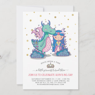 Fairytale Party-inbjudan Princess & Dragon