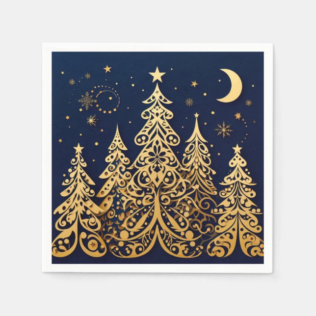 Fairytale Pines in Gold – Romantic Nights Pappersservett (Framsidan)