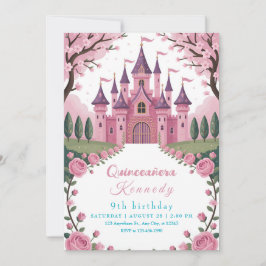 Fairytale Pink Castle Princess Birthday Inbjudningar