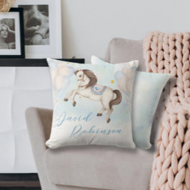 Fairytale pojke Pony Blue-ballonger stjärnor Kudde