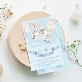 Fairytale Pony Balloons 1st Birthday Party Boy Inbjudningar