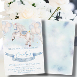 Fairytale Pony Star Balloon 1st Birthday Boy Party Inbjudningar