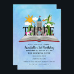 Fairytale Pop Up Bok Kids Third Birday Inbjudningar<br><div class="desc">Fira ditt barns magiska födelsedag med den här Fairytale Pop Up Bok Barns födelsedag Design. Den här designen har en sagolematisk popup-meny bok med ett slott, en riddare, en drake och en encorn mot en blå vattenfärgsbakgrund. Du kan anpassa detta ytterligare genom att klicka på knappen "PERSONALIZE". Kontakta oss på...</div>