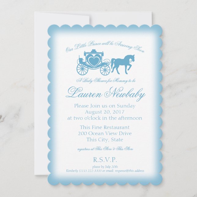 Fairytale Prince Blue Baby Shower Inbjudningar (Framsida)