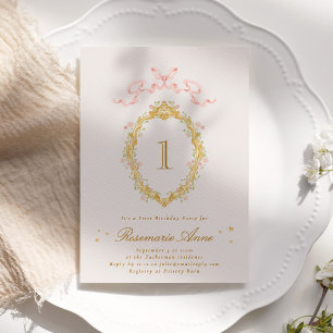 Fairytale Princess Big Number Girly Födelsedagsfes Inbjudningar