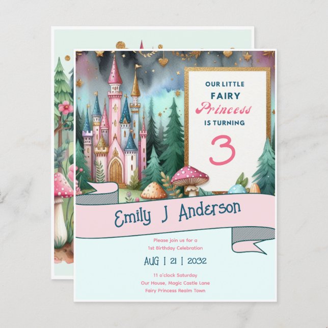 Fairytale Princess Birthday ANY Age Fairycore (Fram/baksida)