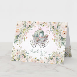 Fairytale Princess Carriage Girl Watercolor Blommi Tack Kort
