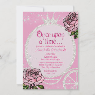 Fairytale Princess Carriage & Rosa ros Inbjudningar