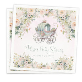 Fairytale Princess Carriage Watercolor Blommigt Pappersservett