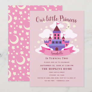 Fairytale Princess Castle Girls Birthday Inbjudningar