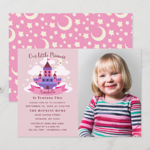Fairytale Princess Castle Girls Birthday Photo Inbjudningar