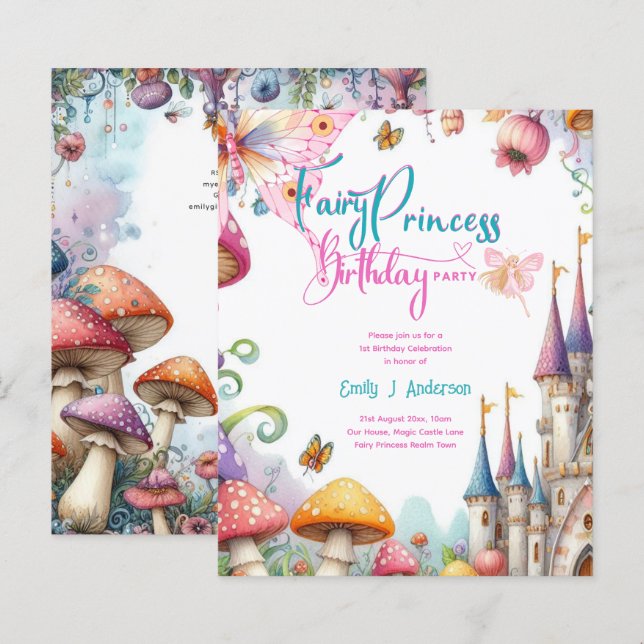 Fairytale Princess Dotter Birthday Fairycore (Fram/baksida)