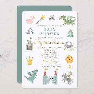 Fairytale Princess Dragon Baby Shower bjudan Inbjudningar