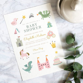 Fairytale Princess Dragon Baby Shower bjudan Inbjudningar