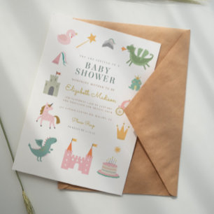 Fairytale Princess Dragon Baby Shower bjudan Inbjudningar