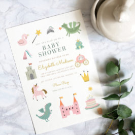 Fairytale Princess Dragon Baby Shower bjudan Inbjudningar