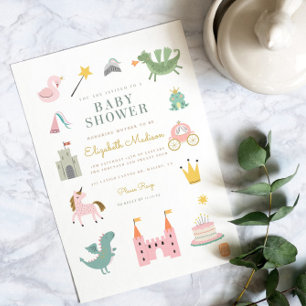 Fairytale Princess Dragon Baby Shower bjudan Inbjudningar