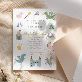 Fairytale Princess Dragon Baby Shower bjudan Inbjudningar