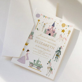 Fairytale Princess Dragon Girl Birthday Inbjudningar