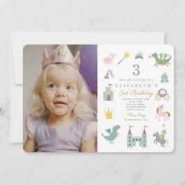 Fairytale Princess Dragon Photo Birthday Inbjudningar