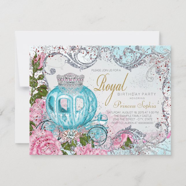 Fairytale Princess Födelsedagsfest Inbjudningar (Framsida)
