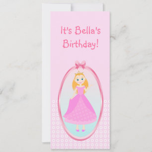 Fairytale Princess i Rosa Birthaday Party Inbjudningar