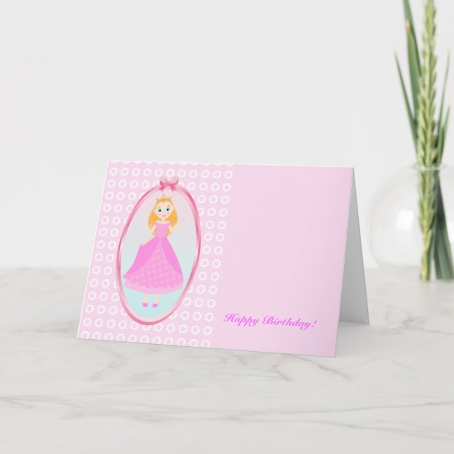 Fairytale Princess i Rosa Birthaday Party Kort (Framsida)