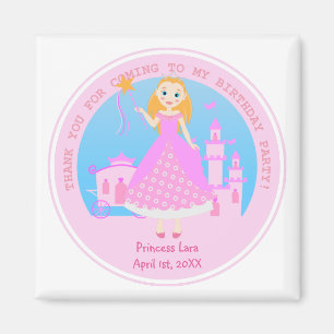 Fairytale Princess i Rosa Birthaday Party Magnet