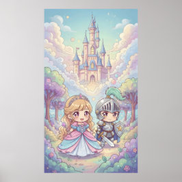 Fairytale Princess Knight Magic Castle Forest Poster