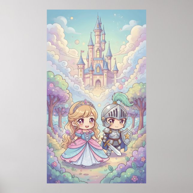 Fairytale Princess Knight Magic Castle Forest Poster (Framsidan)