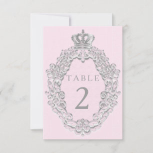 Fairytale Princess Krona Rosa Bordsnummer Card