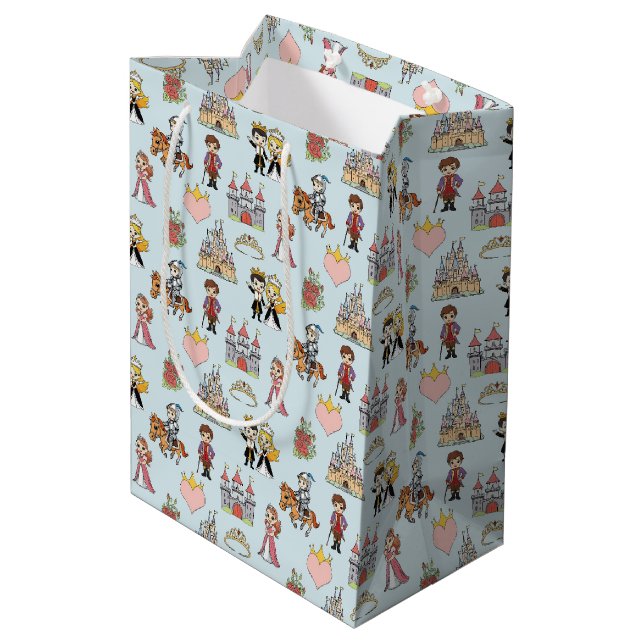 Fairytale Princess och Knight Mönster Gift Bag (Baksidan Vinklad)