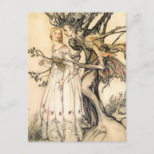 Fairytale Princess och Träd Elf Postcard Vykort