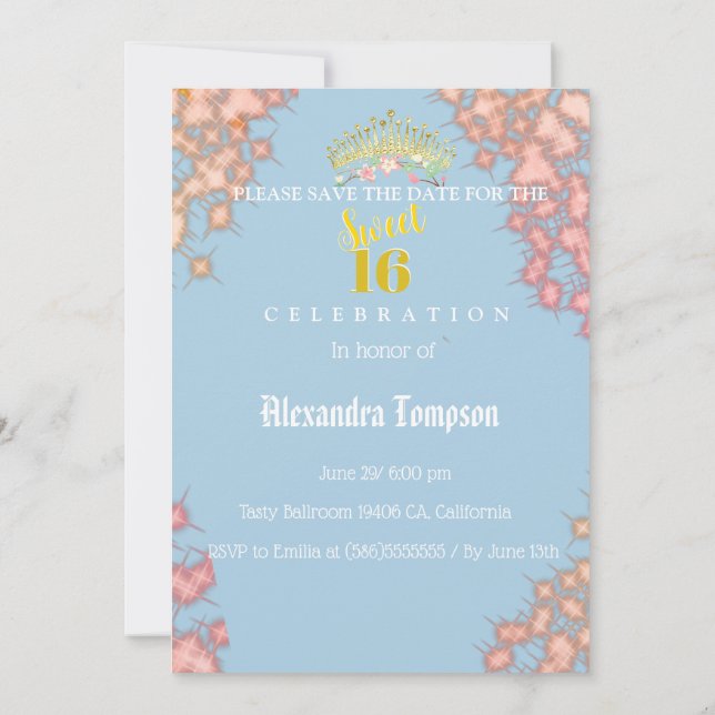 Fairytale Princess Photo Sweet sixteen Spara Datumet (Baksida)