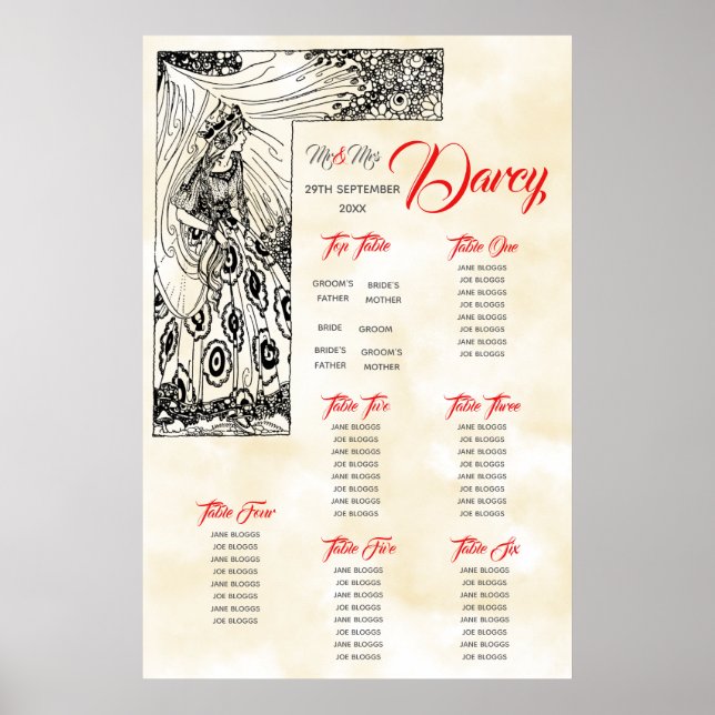 Fairytale Princess Sittdiagram med övre Bord Poster (Framsidan)
