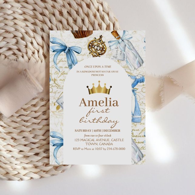Fairytale Princess Tecknad Girl Födelsedagsfest Inbjudningar (Skapare uppladdad)