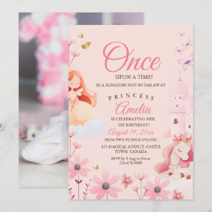 Fairytale Rosa Birthday Inbjudningar