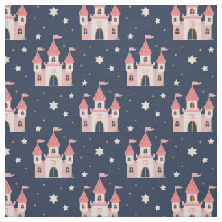 Fairytale Rosa Castle med stjärnor på Blue Tyg