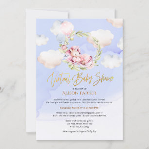 Fairytale Rosa Unicorn Dream Virtuella babyskor Inbjudningar
