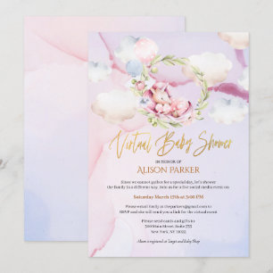 Fairytale Rosa Unicorn Dream Virtuella babyskor Inbjudningar