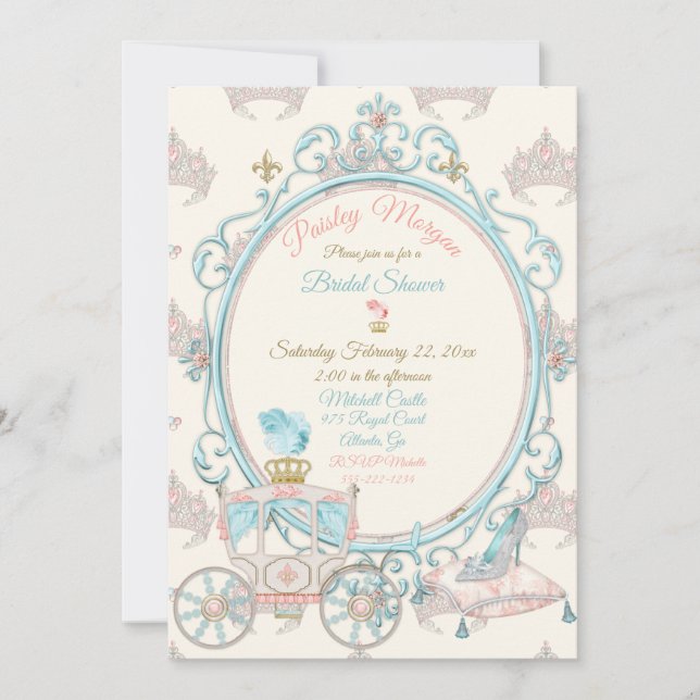 Fairytale Royal Princess Carriage  Aqua Inbjudningar (Framsida)