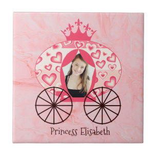Fairytale Royal Princess Carriage Girl Birthday Kakelplatta