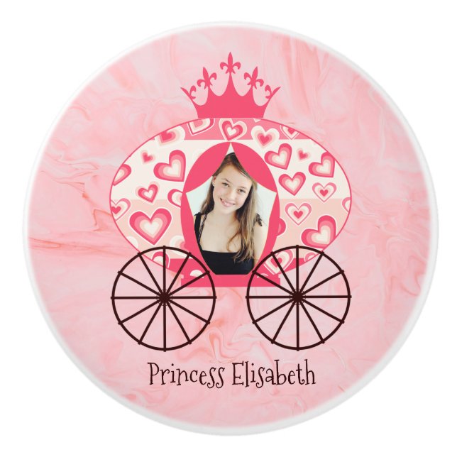 Fairytale Royal Princess Carriage Girl Birthday Knopp (Framsidan)