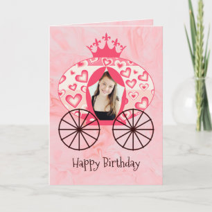 Fairytale Royal Princess Carriage Girl Birthday Kort