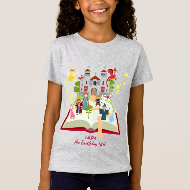 Fairytale Stories Girl Födelsedagsfest T Shirt (Framsida)