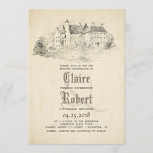 Fairytale - Story Bok Old Castle Vintage bröllop Inbjudningar