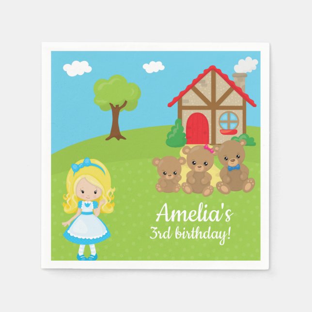 Fairytale Storytime Goldilocks Three Bears Napkin Pappersservett (Framsidan)