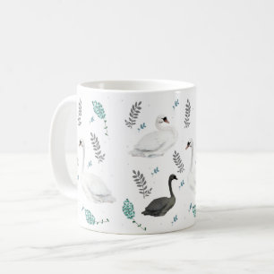 Fairytale Svan Illustration Folk Botanical Kaffemugg